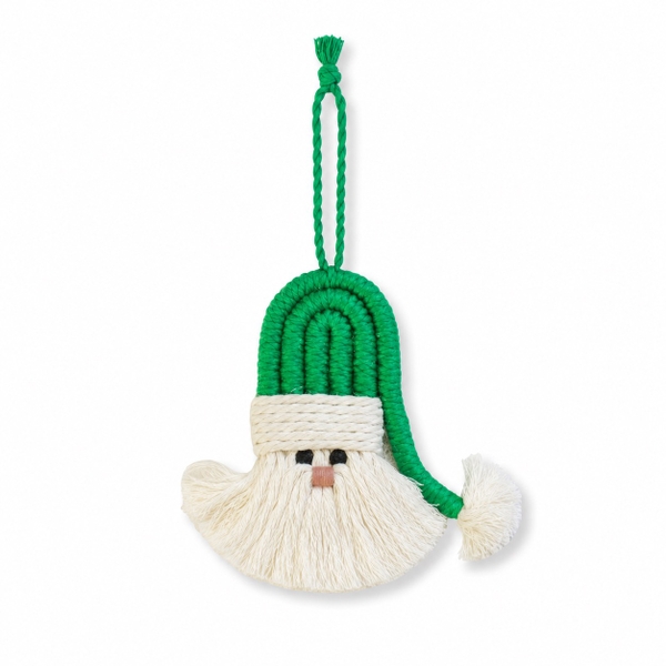 CHRISTMAS - Macrame Ornament in Green Santa