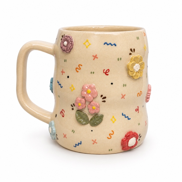 MEOW POTTERY - Bubble Mug With Colorful Flower Charm