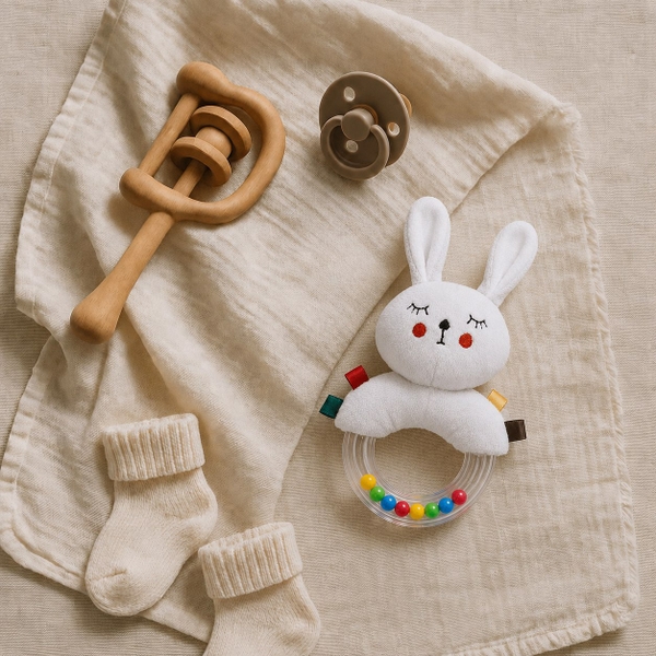 KID & BABY - Cotton Rattle With Colorful Ball in Bunny