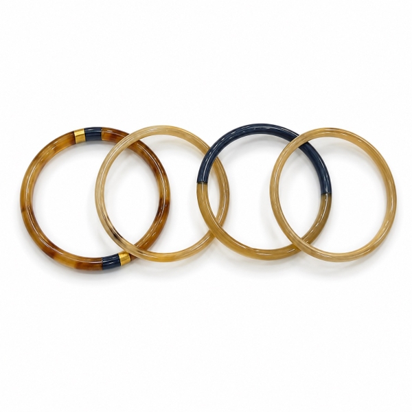 AZIET -  Buffalo Horn & Lacquer Set Bracelet in Navy