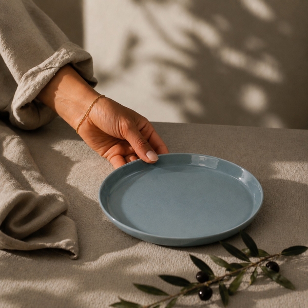 BÁT TRÀNG CERAMIC - Medium Basic Plate in Blue