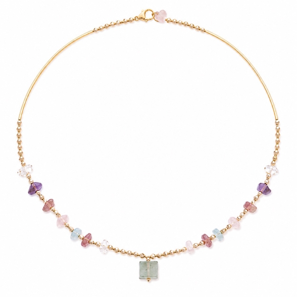 MERAKI TOWN - Mix Stone Necklace In Clear Quartz