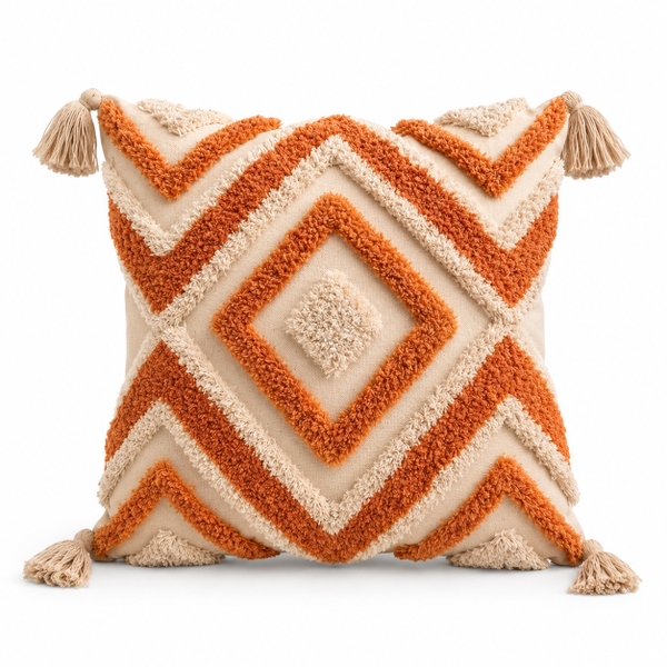 Sofa Pillow - Rhombus Pattern in Burnt Orange