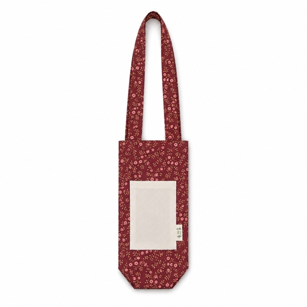 RUNG HANDMADE - 'Tiny Pink Flower in Red' Fabric Bottle Holder