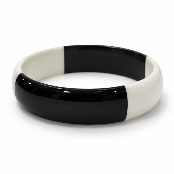 AZIET -  Buffalo Horn & Lacquer Medium Flat Bracelet in White