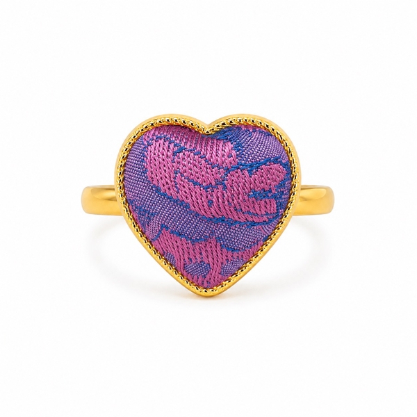 MỘC SAN - 16K Gold Plated & Silk Ring in Purple & Pink Heart