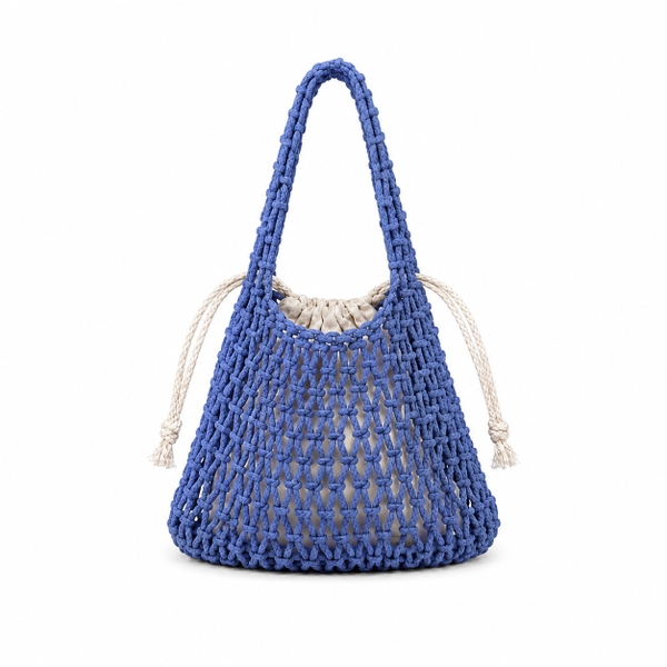 Mini Macrame Hand Bag in Blue