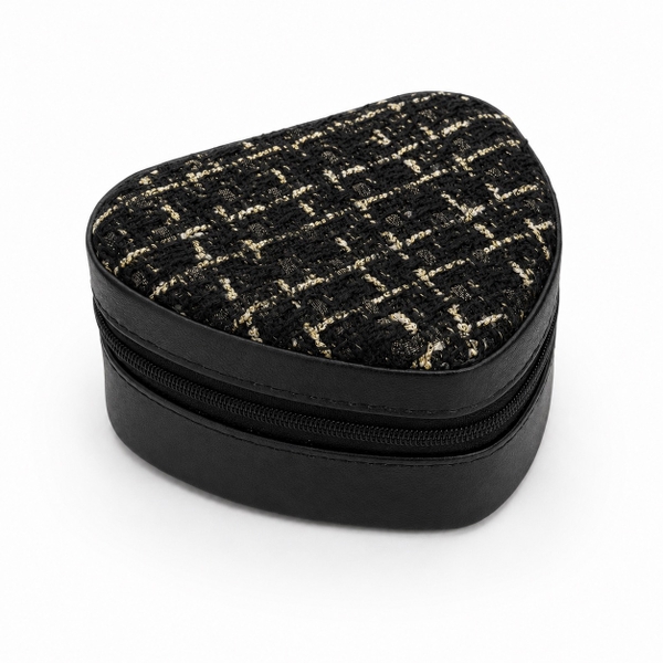 Heart Jewelry Box in Black With Gold Tweed