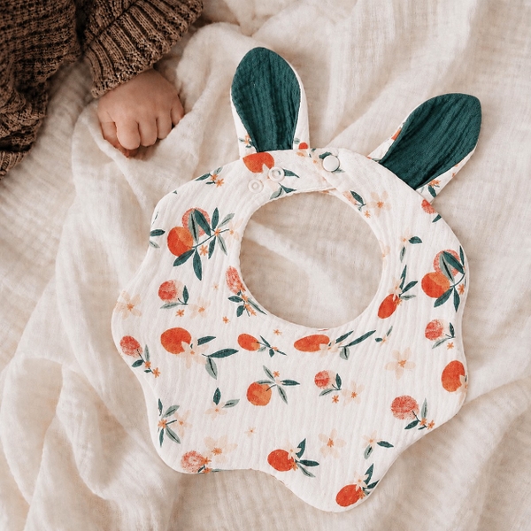KID & BABY - Muslin Bunny Bib in Tangerine