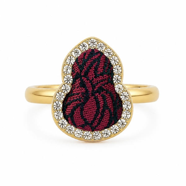 MỘC SAN - 16K Gold Plated & Silk Ring in Berry Calabash