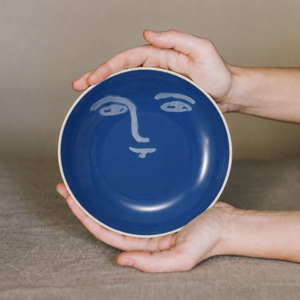 BÁT TRÀNG CERAMIC - Small Round Plate In Blue Face
