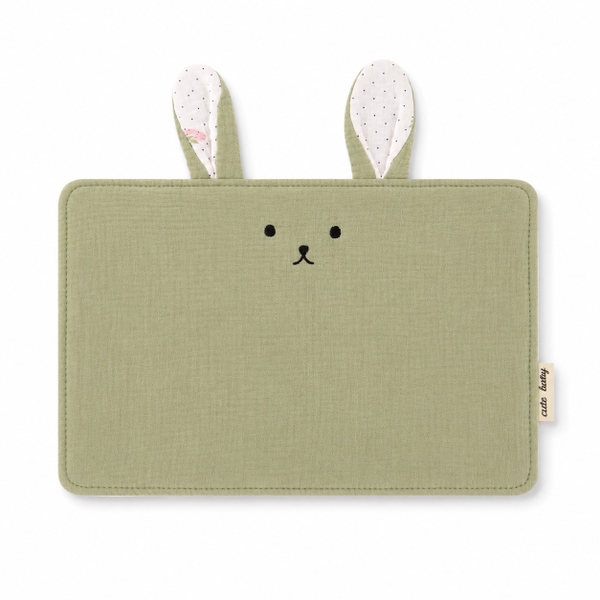 Baby Musline Pillow - Green Bunny