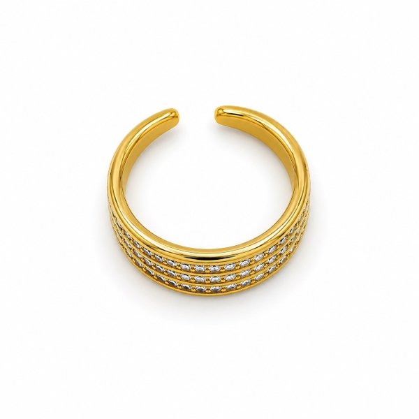 MIALIE - 18K Gold Plated Triple Layer Gemstone Ring