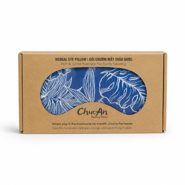 CHUC AN HEALING HERBS - Herbal Eye Pillow in Blue With White Leaf