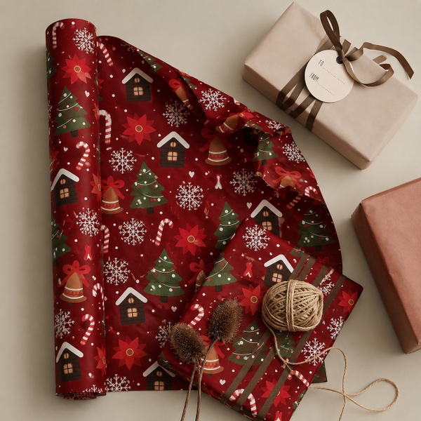 TIỆM CÁ TRỨNG - 'Winter Village' Christmas Wrapping Paper