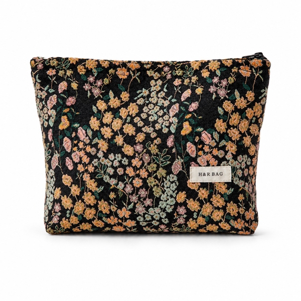 Make Up Purse - Tiny Flower In Black