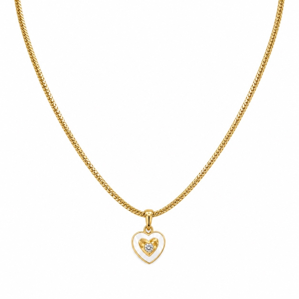 ROUGE - 18K Gold Plated Necklace With Mother Of Pearl Heart Pendant