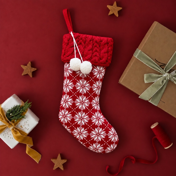 CHRISTMAS - Large Wool Stocking in Snowflake