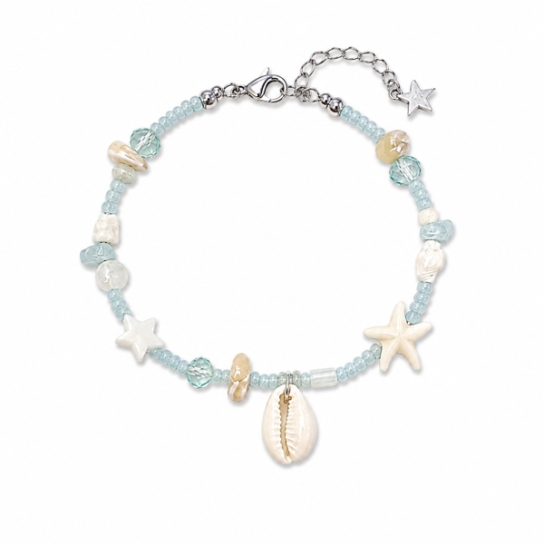 MERMAID - 'Azuze - Mint' Glass Bead & Natural Gemstone Bracelet