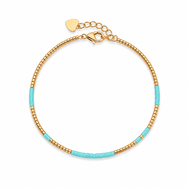 HUMANITY HANOI -  Turquoise & 24K Gold Plated Bead Bracelet