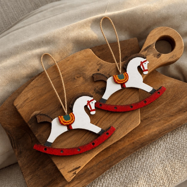 CHRISTMAS - Wood Ornament in Rocking Horse
