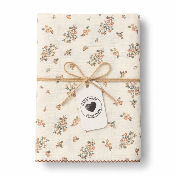Muslin Blanket For Babies - Tiny Pink Flower