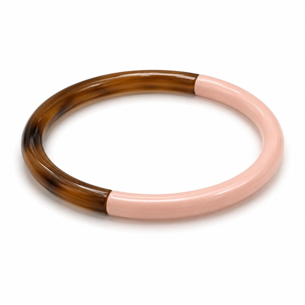 AZIET - Buffalo Horn & Lacquer Round Bracelet in Peach