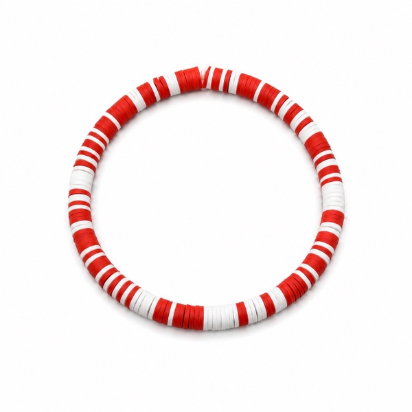 ELI & LOU - Polymer Clay Heishi Bracelet In Red & White