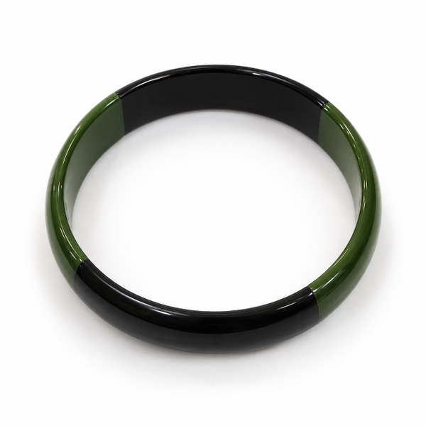 AZIET -  Buffalo Horn & Lacquer Medium Flat Bracelet in Dark Green