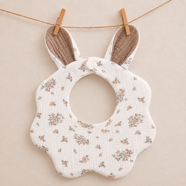 KID & BABY - Muslin Bunny Bib in Tiny Flower