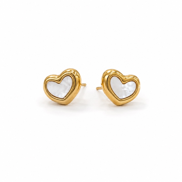 ROUGE - 18K Gold Plated Heart Stud Earrings