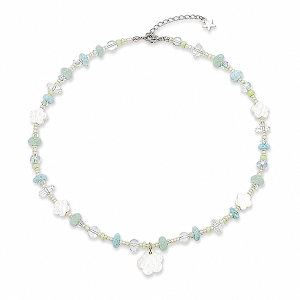MERMAID - 'Lani Mint' Natural Gemstone & Glass Bead Necklace