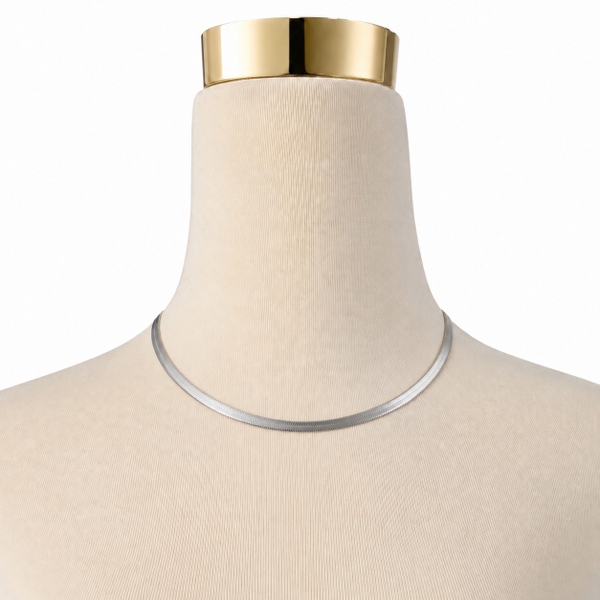 MIALIE - Silver Plated Classic Herringbone Necklace