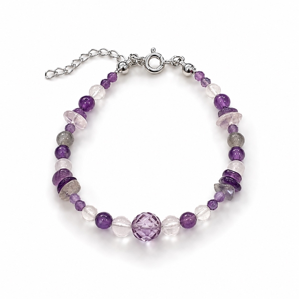 MERAKI TOWN - Mix Stone Bracelet In Rose Quartz, Amethys & Labradorite
