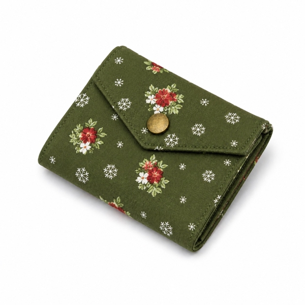 RUNG HANDMADE - 'Red & White Flower' Small Wallet