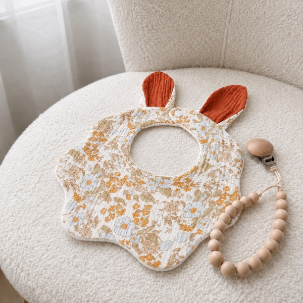 KID & BABY - Muslin Bunny Bib in Flower & Bunny