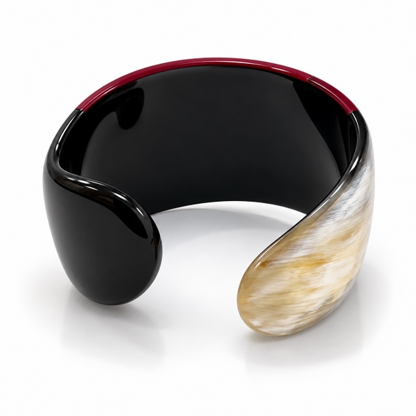 AZIET -  Buffalo Horn & Lacquer Cuff in Burgundy