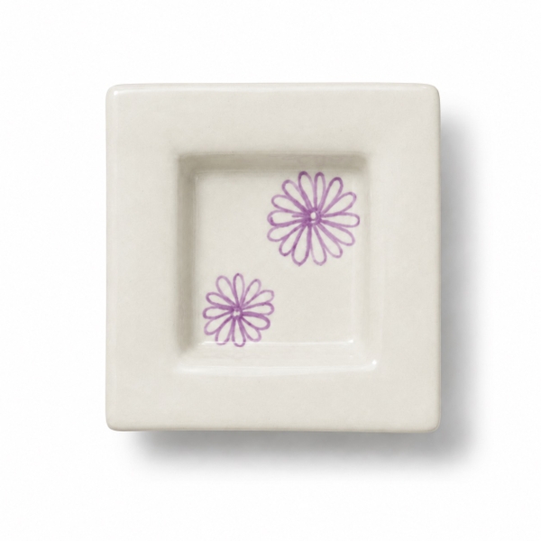 BAT TRANG - Ceramic Square Sauce Bowl in Lilac Floral
