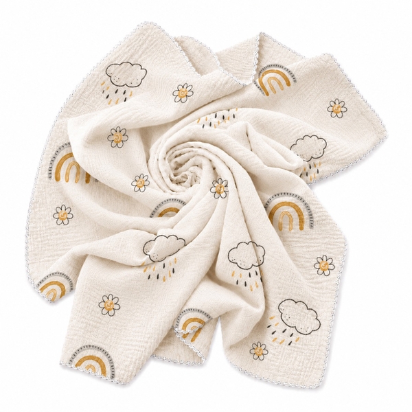 Muslin Blanket For Babies - Rainy Rainbow