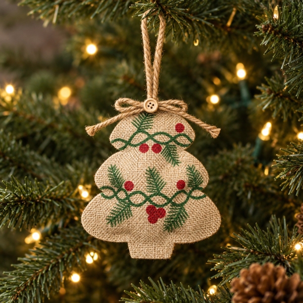 CHRISTMAS - Jute Ornament in Pine Tree