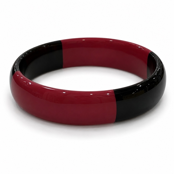 AZIET -  Buffalo Horn & Lacquer Medium Flat Bracelet in Berry Red
