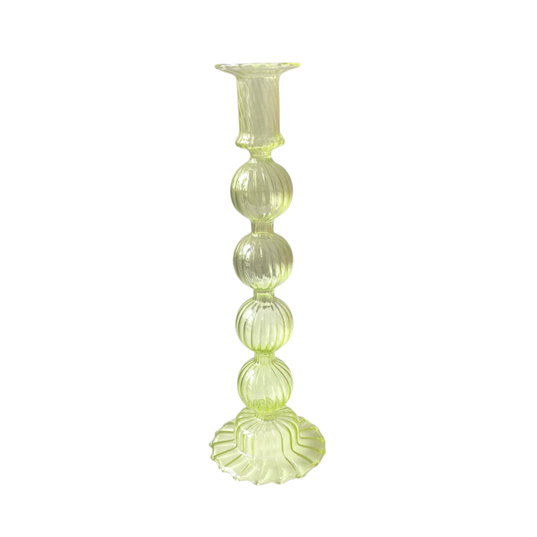 Tall Glass Candle Holder In Lime