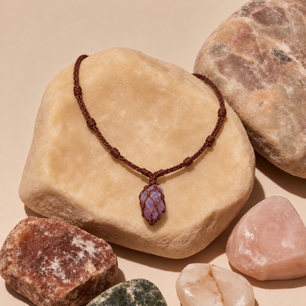 MERAKI TOWN - Single Stone Necklace in Amethyst