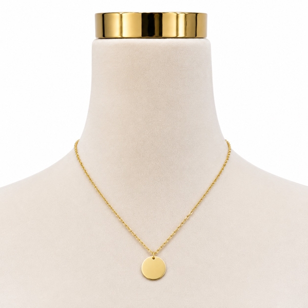 ROUGE - 18K Gold Plated Necklace With Flat Circle Pendant