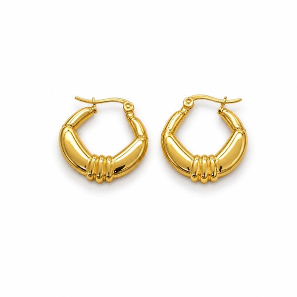 MIALIE - 18K Gold Plated Rounded Hexagon Hoop Earrings