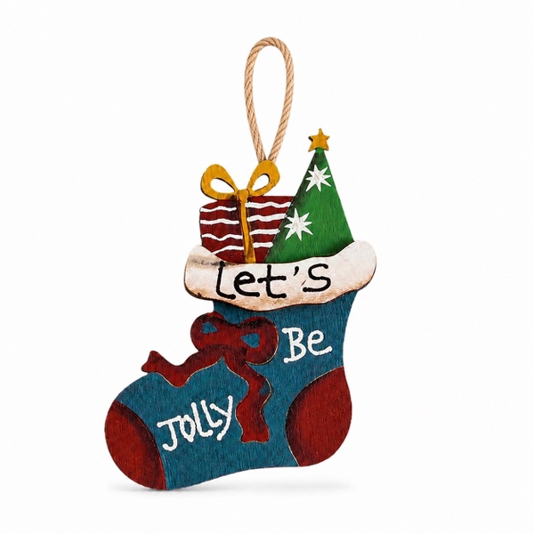 CHRISTMAS - Wood Ornament in Stocking