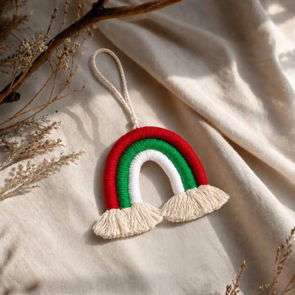 Macrame CHRISTMAS Ornament - Rainbow