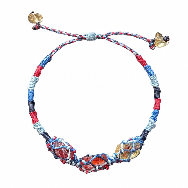 MERAKI TOWN - Triple Stone Bracelet in Citrine, Fire Quartz & Strawberry Quartz