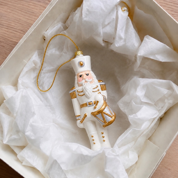 Poly CHRISTMAS Ornament - Nutcracker in White