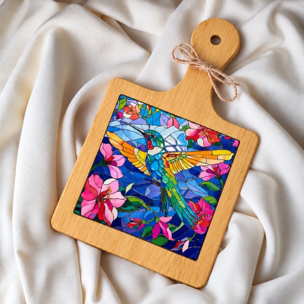 BÁT TRÀNG CERAMIC - Wood & Ceramic Pot Holder In Mosaic Bird